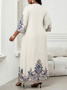 SHEIN Lady 大码优雅复古佩斯利印花连衣裙 - 彩色 - 查看 2