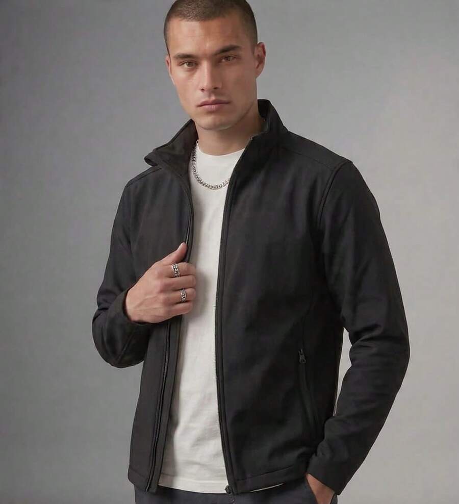 Chaqueta LIgera Para Caballero con Bolsillos con Cierres - Negro - Ver 1