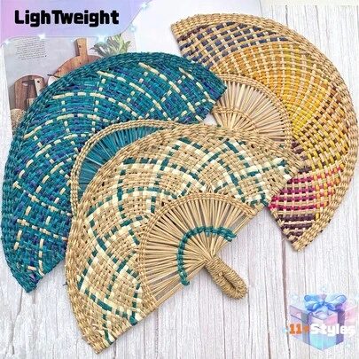 1 chiếc quạt đan bằng rong biển, quạt cầm tay kiểu châu Phi, trang trí tiệc tùng, quạt trang trí tường, quạt di động dùng hàng ngày và chụp ảnh.