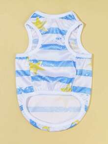 PETSIN 1 chiếc áo vest mùa hè dễ thương cho thú cưng, họa tiết sọc xanh biển và ngôi sao vàng. - Nhiều màu - Xem 6