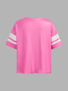 少女粉色极简字母印花蛋糕裙短裤两件套，休闲时尚百搭街头风 - 粉色 - 查看 9