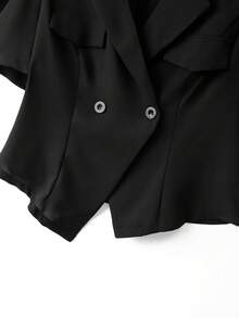 GlowEve CURVE Plus Size Women's Fashion Commuter Puff Sleeve Blazer + Plus Size Women's Fashion Commuter Pleated Skirt 2 Piece Set Two Piece Outfit Women - Black - View 8