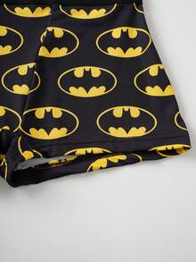 BATMAN X SHEIN 女士卡通印花松紧腰平角内裤 - 黑色 - 查看 6