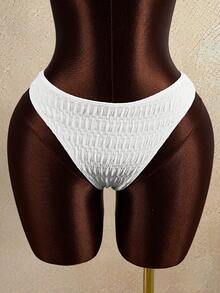 Zestiva 女士几何纹理面料露肩上衣，金属装饰不对称下摆性感泳衣套装，优雅复古沙滩派对度假女士两件套泳衣，女士两件套泳衣，女士塑身游艇装，女士惊艳连衣裙，Y2K连衣裙，女士度假套装，女士夏季沙滩装，女士夏季套装，女士泳衣套装，女士两件套 - 白色 - 查看 6