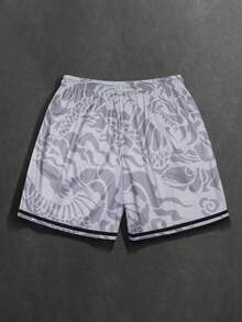 ROMWE MEN Street Life Quần short nam dáng rộng, in chữ, có dây rút, thích hợp cho mùa hè. - Nhiều màu - Xem 2