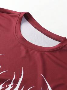 Gym Rark Camiseta casual y versátil para hombres, diseño deportivo cómodo con estampado total - Burdeos - Ver 5