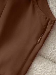 Franclia Đầm đỏ dáng chữ A không tay, cổ chữ V, thanh lịch và thời trang, kiểu dáng mới, ôm eo, dành cho phụ nữ. - màu nâu - Xem 8