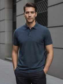Playera Tipo Polo para Caballero Estilo Casual Primavera Verano - Azul Petróleo - Ver 5