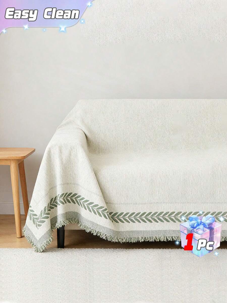 Vỏ bọc ghế sofa bằng vải chenille, phủ toàn bộ, dày dặn, đơn giản, phù hợp cho mọi mùa, vỏ đệm sofa. - màu xanh lá - Xem 1