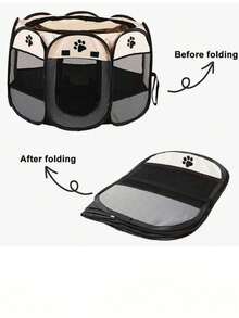 Portable Foldable Pet Tent Dog House Octagonal Fence Puppy Shelter Easy To Use Outdoor Easy To Operate Large Dog Cage Cat Fence - Grey - View 6