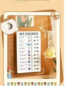 1pc Pink MY CHORES Daily To-Do List Checklist | Task Reminder For Adults & Students | Build Good Habits, Study Plan Tracker | Home Office & School Stationery | Christmas Gift For Boys & Girls (Random Color) - Multicolor - View 1