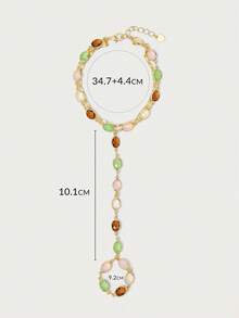 Glisma 18K Gold-Plated Single Piece, Party,Concert/Festival, Nightclub Cute Luxury Metal/Metal Texture, Gem-Decorated Beaded Finger Chain, Holidays, Y2K Style/For Mother/Lady/Girl/Festival/Holiday/Vacation/Retro/ (The Color Of The Beads Is Random, According To The Number Of Beads, There Is A Difference In Size)Summer,Beach,Prom - Multicolor - View 6