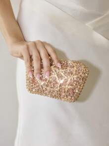 MOTF WOMEN'S ELEGANT FASHION EVENING BAG, SUITABLE FOR PARTIES AND WEDDINGS - Champagne - View 6