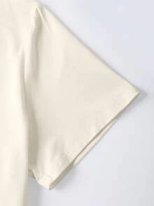 EMERY ROSE 复古邮票、贝壳冰淇淋、冲浪板。印花休闲大码T恤。 - 米色 - 查看 5