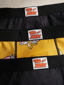TOM & JERRY X SHEIN Men's Cartoon Print Low-Rise Boxer Briefs - Black - View 4