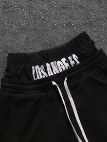 PAVTROS Ensemble décontracté homme composé d'un t-shirt à manches courtes avec imprimé lettres et d'un short à cordon de serrage à la taille - Multicolore - Voir 4