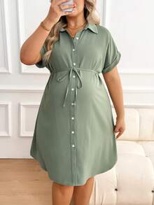 Plussiva 夏季孕妇装大码休闲浅绿色衬衫裙，大码孕妇休闲纯色前扣连衣裙，夏季绿色孕妇连衣裙，夏季孕妇连衣裙，哺乳连衣裙，孕妇办公装，夏季孕妇套装，女士孕妇装，孕妇连衣裙，孕妇装，孕妇装，孕妇连衣裙，孕妇装，夏季裹身连衣裙，女士连衣裙，Zanzea女士连衣裙，女士夏季连衣裙，女士休闲连衣裙，孕妇装，夏季孕妇派对连衣裙，孕妇连衣裙 - 綠色 - 查看 5