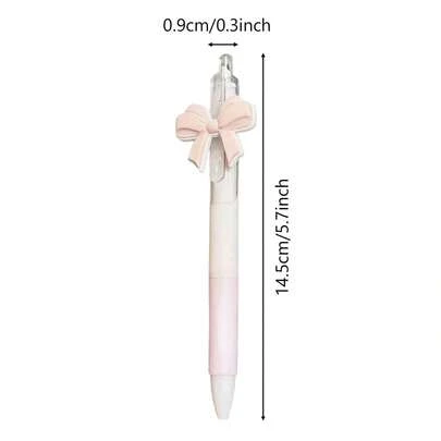 1/10 pièces Stylo à gel rétractable style INS frais avec nœud et fleur, pointe ST de haute qualité pour une écriture fluide. Stylo cadeau mignon et doux pour les étudiants, à utiliser à l'école et au quotidien