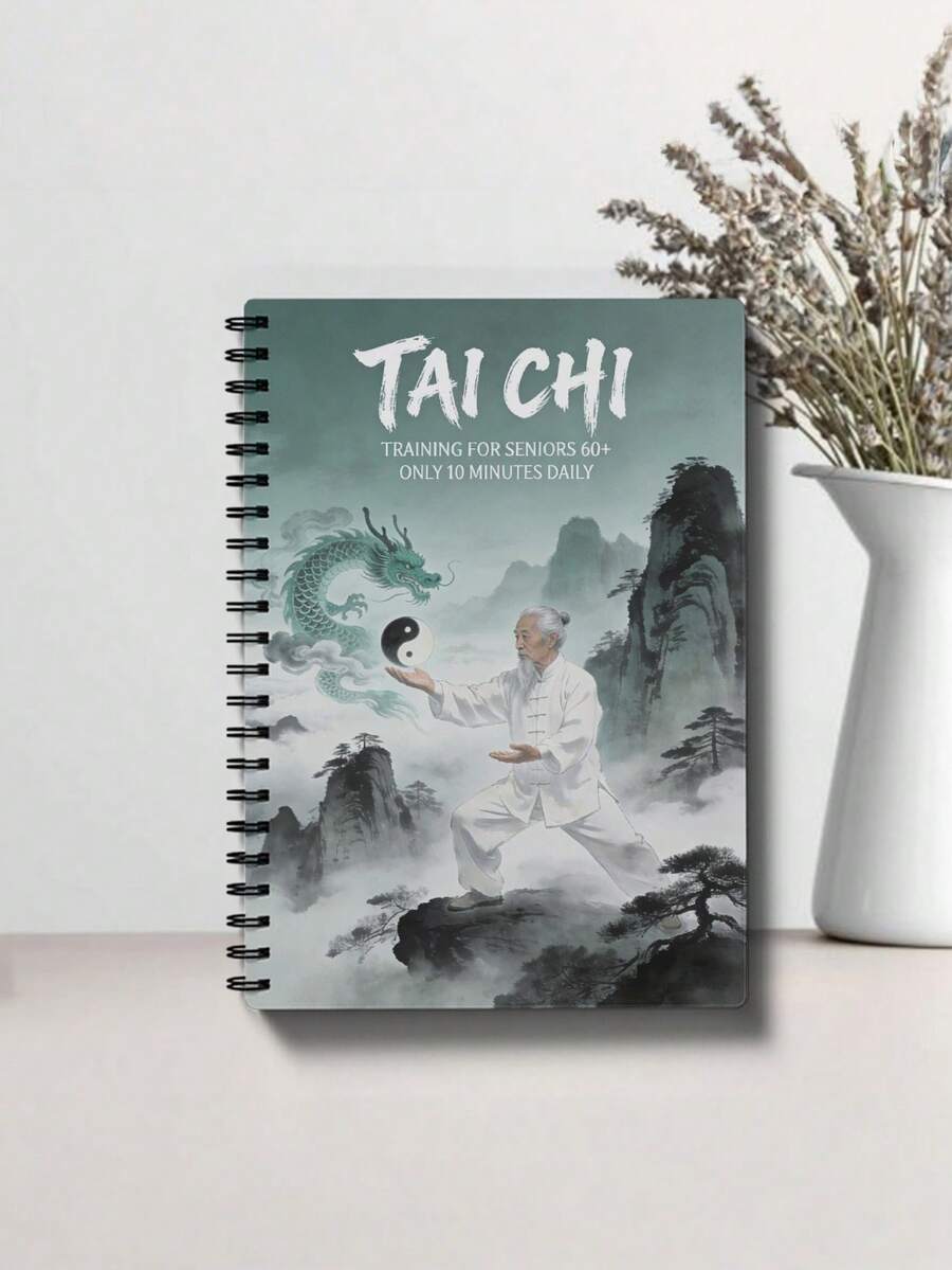 1pc Tai Chi Themed Planner, 50 Pages, Spiral-Bound Notebook, Perfect Gift For Tai Chi Enthusiasts Suitable For Study Office Work And Back-To-School Season - 28 Days of Tai Chi Landscape Painting - View 1