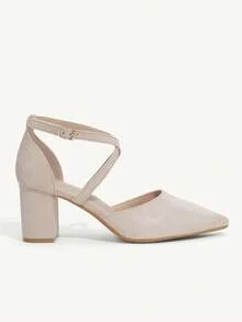 CUCCOO CHICEST Woman Shoes Ladies' Fashionable Elegant Point Toe Cross Straps Ankle Buckle Beige High Heel Pumps For Summer Graduation Heels Prom Heels Vacation Shoes Summer Summer Shoes Summer Break Easter For Christmas Elegant Shoes Wedding Shoes Summer Shoes Bride Shoes - Apricot - View 2