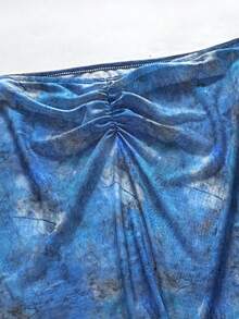 Bonvoyette 3件套春夏假日随机印花咖啡色不对称珍珠装饰抹胸比基尼上衣、下装和褶皱前裙性感女士泳装套装，带罩衫，适合度假穿着，串珠女士沙滩装 - 彩色 - 查看 5