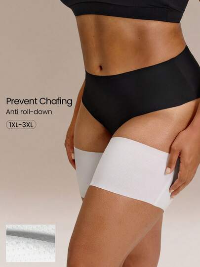 GLOWMODE Plus Size Stay Smooth Lightweight Breathable Mesh Anti-Slip Anti-Chafing Thigh Bands Leg Protector Daily Casual Wear