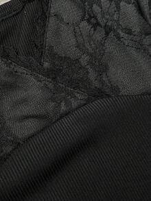 Sweetra Plus Size Women Lace Patchwork Camisole - Black - View 4