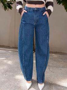 Bris Aura 女士新款时尚蓝色弯腿裤，适合情人节、母亲节等高端场合 - 藍色 - 查看 3