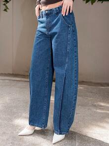 Bris Aura 女士新款时尚蓝色弯腿裤，适合情人节、母亲节等高端场合 - 藍色 - 查看 6