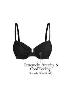 Ocili Traje de baño con brillo, sujetador con doble capa, encaje y volantes, sujetador con aros cómodo y sin cables para mujeres - Negro - Ver 8