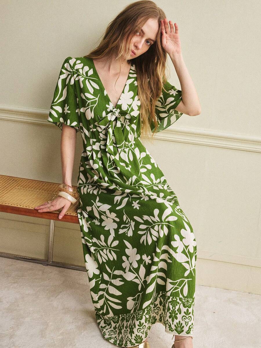 Écloséra 新款时尚优雅宽松短袖连衣裙，女士春夏款 - 彩色 - 查看 1