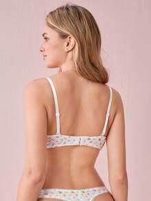 Bonmuse 2pcs/Set Women Lace Patchwork Wirefree Lingerie Bra And Panty Set, Spring Clothes - White - View 2