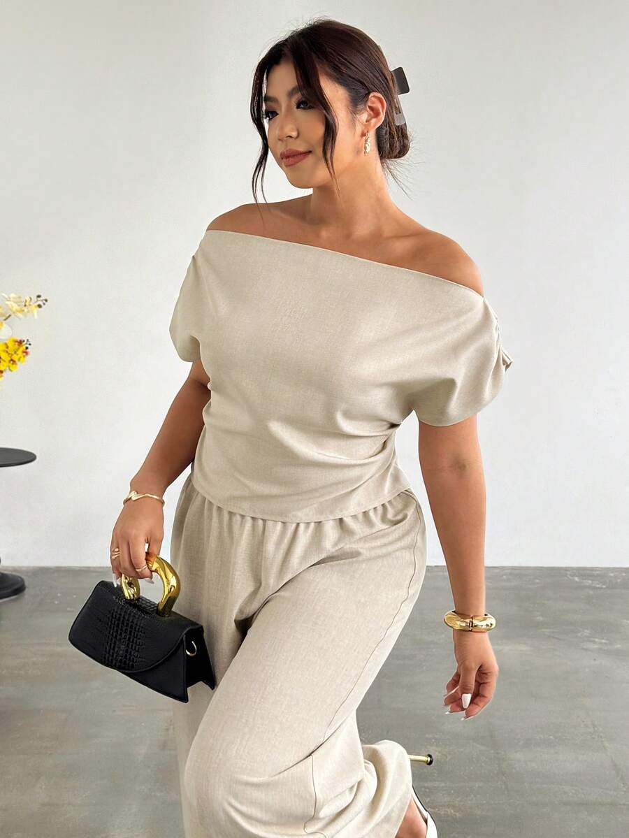 Firerie Camisa ajustada regular de apariencia de lino con cuello grande, mangas caídas y hombros, elegante y casual, para uso diario, atuendos de oficina para mujeres, regreso a la escuela, ropa de mujer para otoño, estilo de dinero antiguo, blusas de trabajo, atuendos de maestra para mujeres - Albaricoque - Ver 1