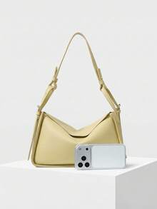 MOTF PREMIUM 女士单肩包，精致简约通勤手提包 - 黃色 - 查看 4