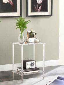 Acrylic Transparent Side Table, 2-Layer Living Room End Table, Small Modern Bedside Cabinet Home Decor Table Shelf For Office, Bedroom, Living Room, Study - Transparent - View 7