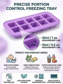 Silicone Freezer Mold With Lid, Refrigerated Food Storage Box, Food Container, Extra Large Silicone Ice Tray Mold, Ice Maker, Food Preservation Box - Purple - View 2