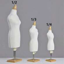 1pc Mini Sewing Human Form Mannequin With Square Base, Clothing Display Teaching Props - Beige - View 2
