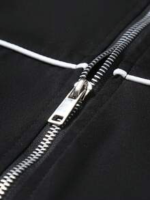 STYNVO 男士字母印花短袖拉链领衬衫和短裤套装 - 黑色 - 查看 5