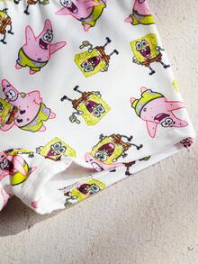 SpongeBob SquarePants | SHEIN 6件套少女吊带背心文胸内裤套装，黄色、粉色、白色 - 白色 - 查看 8