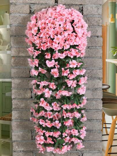 Shain - Un ramo, 85 cm / 33,5 pulgadas. Flor colgante violeta. Pétalos decorativos artificiales. Planta colgante sintética púrpura. Réplica colgante de violeta real. Orquídea artificial colgante púrpura. Adecuado para decoración del hogar, jardín, boda, interior y exterior.