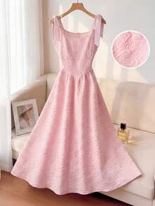 GlowEve Women's 2026 Spring/Summer New Elegant Vacation Bowknot Dress - Baby Pink - View 1