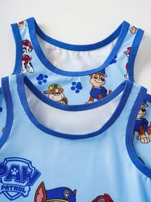 SHEIN | PAW Patrol 2件/套 男童卡通印花圆领背心 - 藍色 - 查看 6