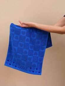 3pcs Pure Cotton Jacquard Heart (Thin And Light) 100% Cotton Bathroom Towel/Or Optional Towel Fabric Is Not Thick, Suitable For Business Trips And Travel, Lightweight For Carrying Couple Gifts, Home Use All Cotton Absorbent, Choose Your Favorite Size, Refer To Size Chart, Wedding Party, Home Decoration - Royal Blue - View 7