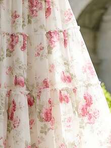 Franclia 女士夏季印花拼接叠层半身裙 - 彩色 - 查看 3