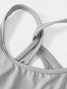 Tween Girls' Casual Solid Color Criss-Cross Racerback Sports Dress,Kids - Grey - View 4
