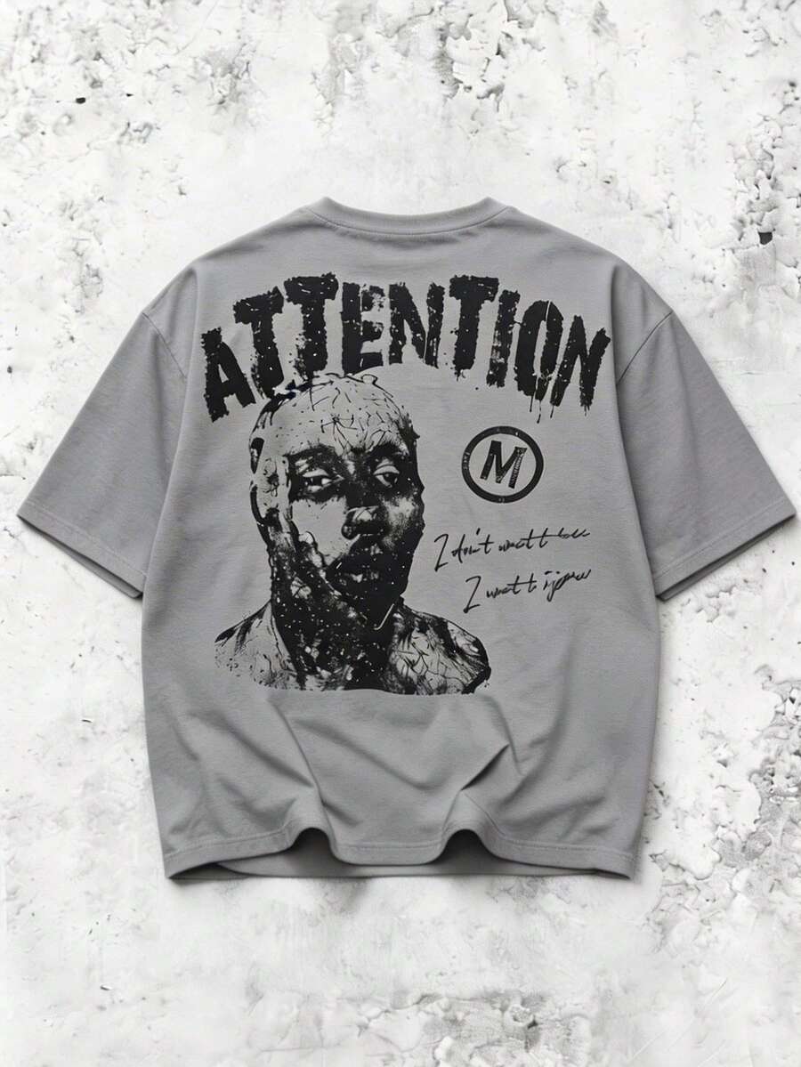 HIMLAND 男士休闲通勤街头图案字母印花T恤