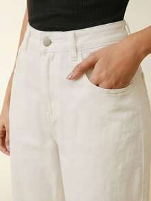 Women's New Fashion Party Classic Pocket Straight-Leg Jeans - Beige - View 5