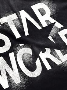 STYNVO 男士标语印花圆领休闲短袖T恤 - 黑色 - 查看 6