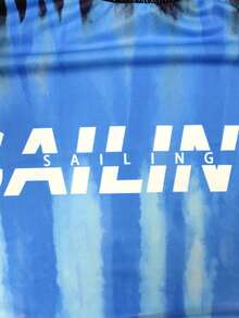 Manfinity Swimmode Camiseta de protección solar con cuello redondo y estampado gráfico para hombre, ropa casual de playa y vacaciones, ropa de crucero, camisa de surf con efecto tie-dye para hombre - Azul - Ver 7