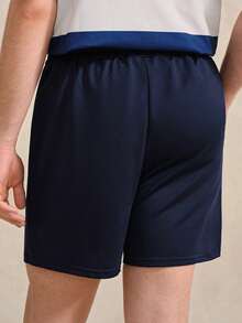 Courvante Men's Casual Solid Color Summer Tennis Sports Shorts, Navy, With Pockets & Drawstring, Basic Athleisure - Navy Blue - View 2